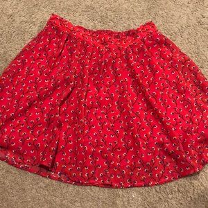 Red floral skirt